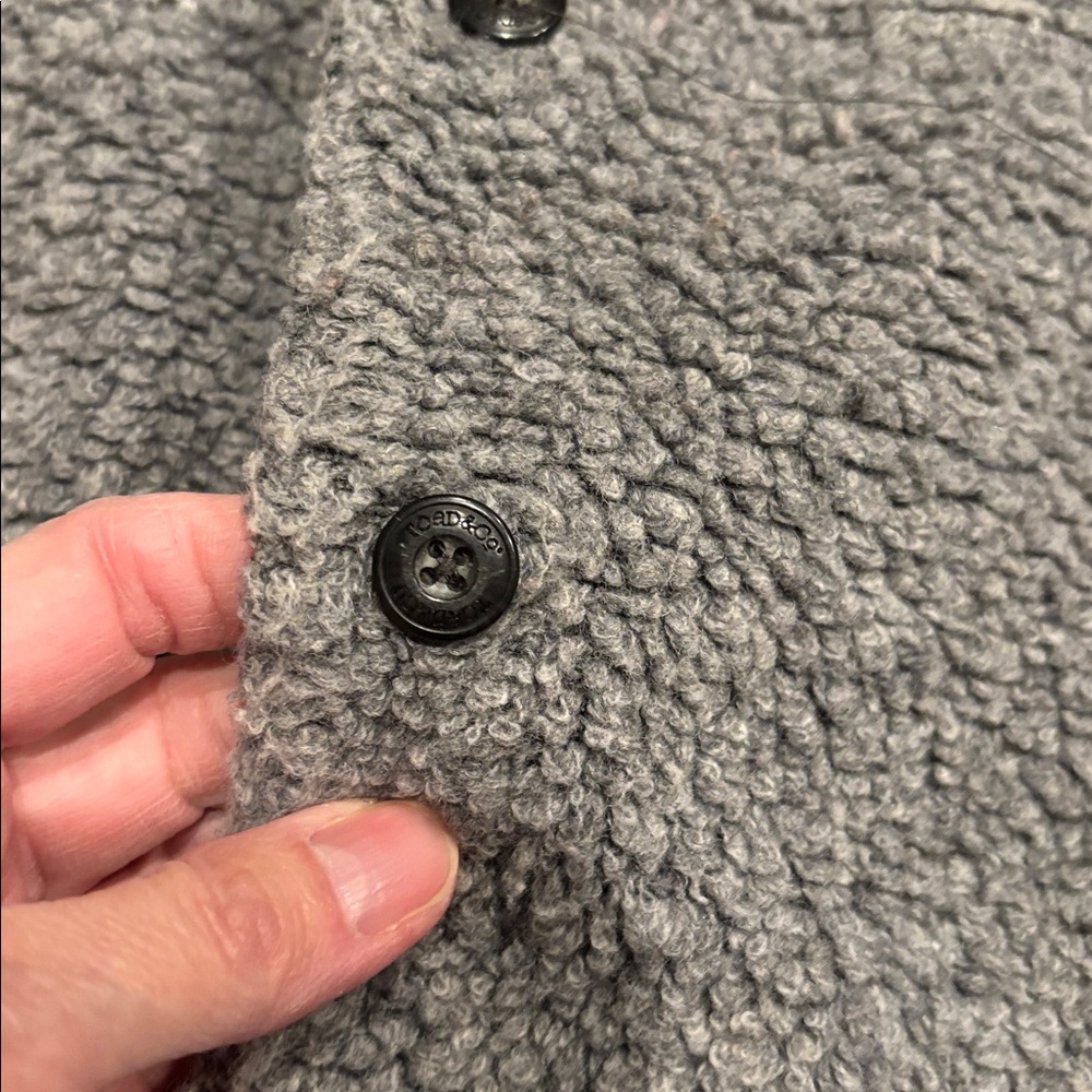 TOAD & CO L Gray Boucle Wool Boxcan Sherpa Overshirt Button Up Collar - Picture 7 of 11
